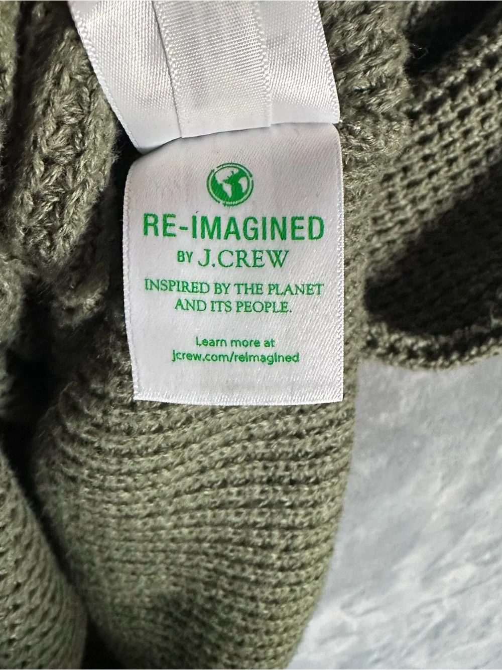 J. Crew Olive Green quarter -Zip waffle knit cotton Sweater XL
